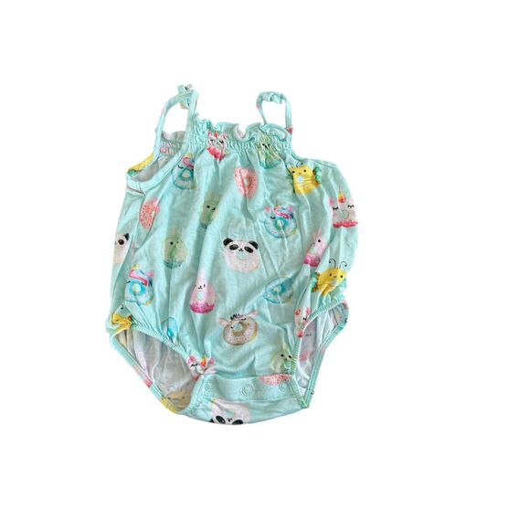 Posh Peanut Donuts Bamboo Spaghetti Strap Bubble Romper 3-6 Months VGUC - Picture 1 of 2